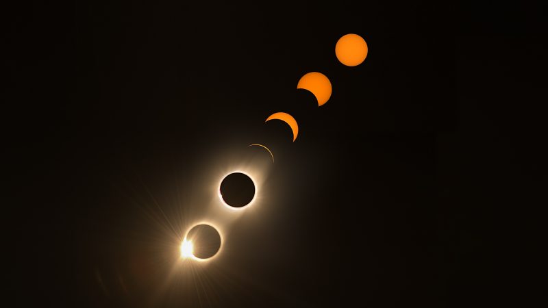 Imagen de las fases de un eclipse solar
